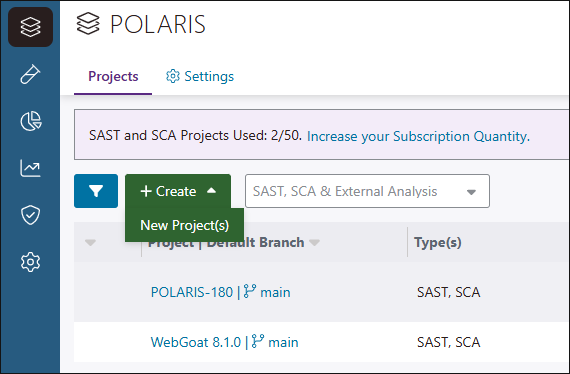 Screenshot of the Add Project button location.